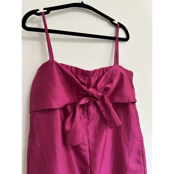 NWT Anthropologie Hutch Pink Satin Bow-Tie Sleeveless Cropped Jumpsuit Medium - Picture 3 of 14